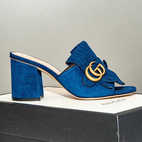 Gucci  Blue Ink Kid Scamosciato Mules/Slides - Picture 4 of 4